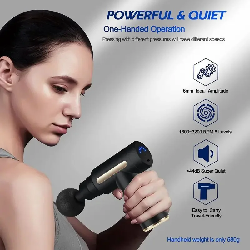 Fitness Muscle Relaxer Fascia Gun Rechargeable Portable Full Body Cervical Massager Mini Multi Speed Adjustable Massage Gun image 2