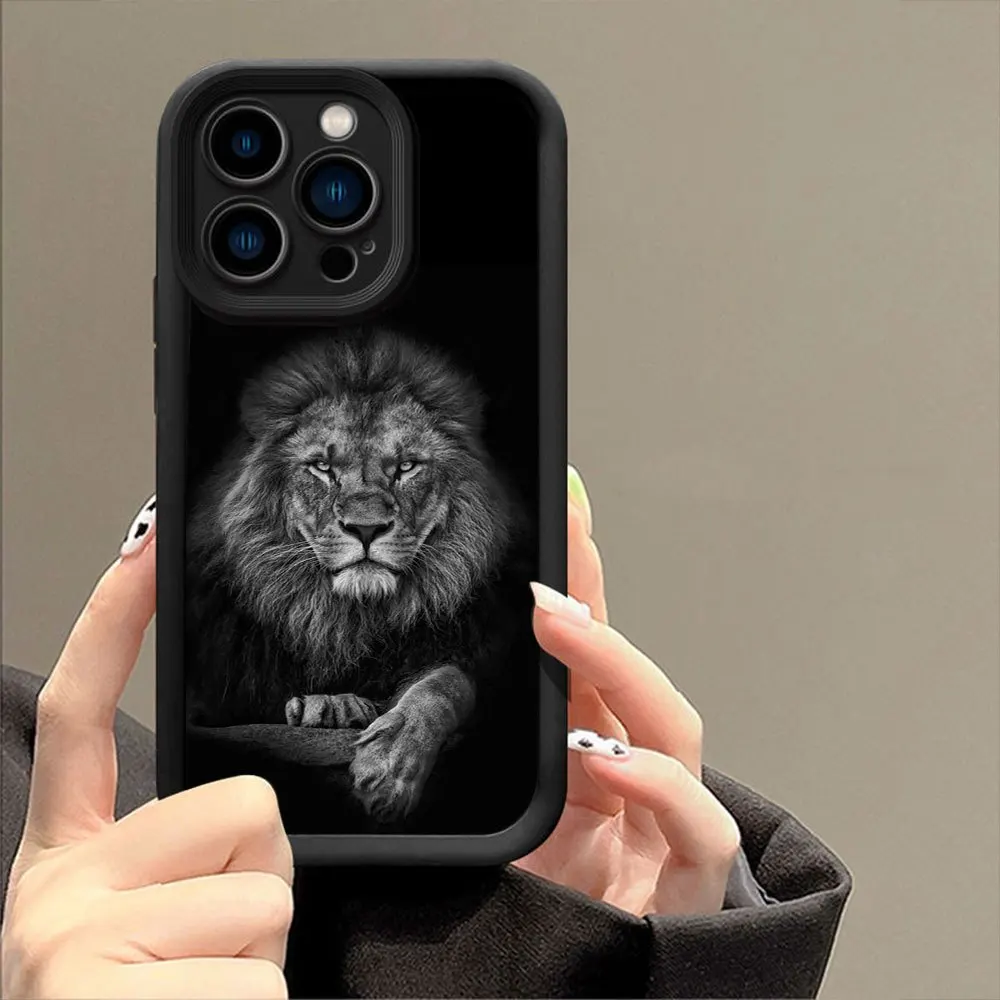 

Super cool lion pattern phone case for iPhone 16 15 14 13 12 11 Pro/ Max/Plus shock-proof rear cover anti-fingerprint