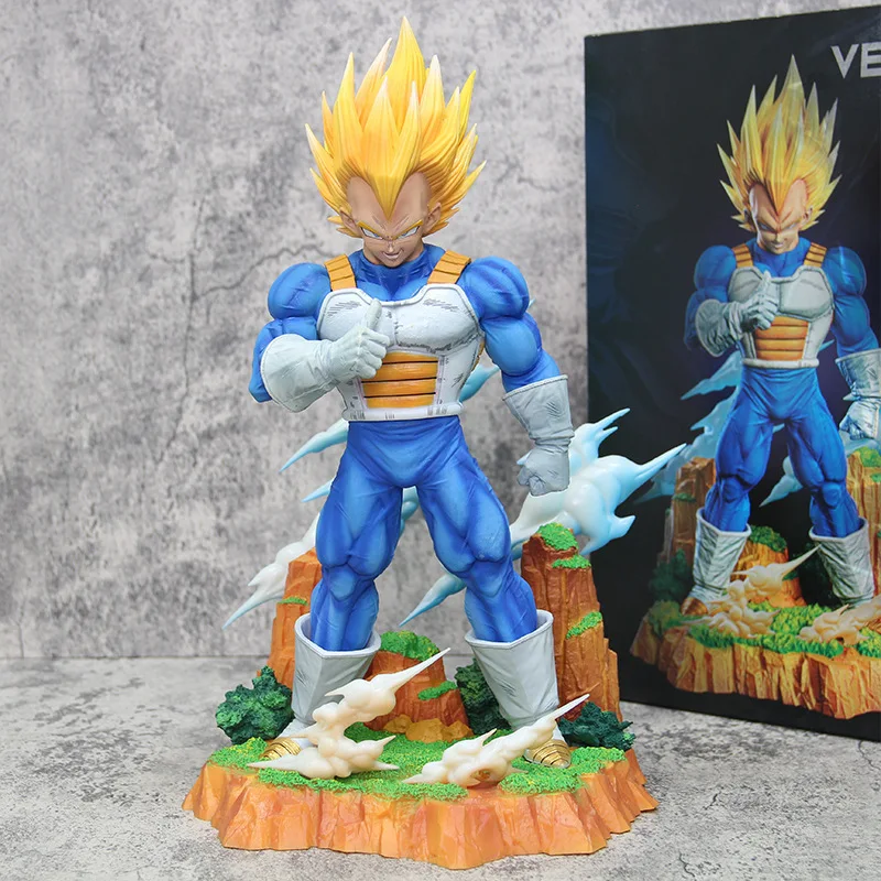 

34cm Anime Dragon Ball Cs Vegeta Figures Gk Goku Demonize Super Saiyan Statues Around Anime Scenes Pvc Model Ornament Toys Gifts