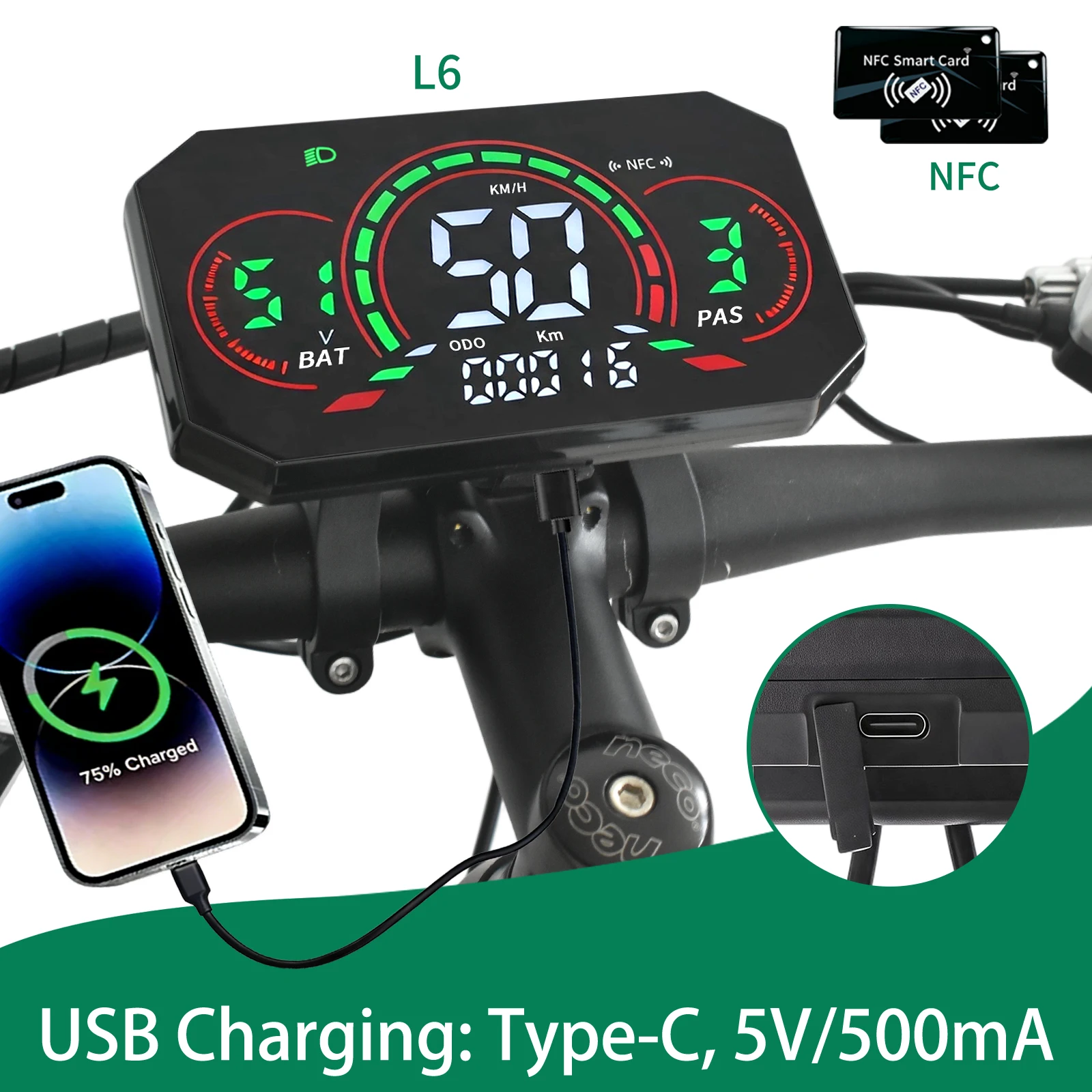 NFC Electric Cycle LCD Display Meter UART2 Electric Cycle LCD Display Cycling Computer Bike Meter Cycling Computer Bike