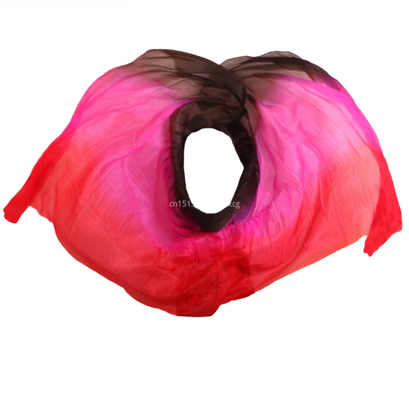 100% الحرير جودة عالية 1 قطعة الحجاب الرقص اليدوية الحرير الطبيعي الرقص الشرقي الحجاب أسود + وردي + أحمر اللون 250*114 سم اكسسوارات الرقص #4