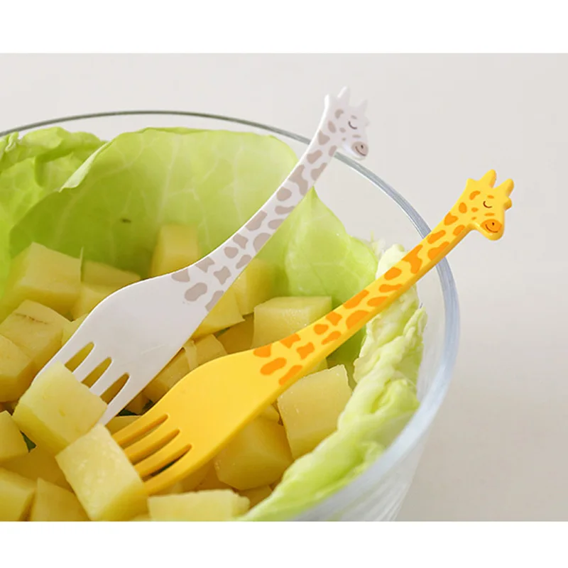 Giraffes Animal Farm Fruit Fork Mini Cartoon Children Snack Cake Dessert Food Fruit Pick Toothpick Bento Lunches Party Decor