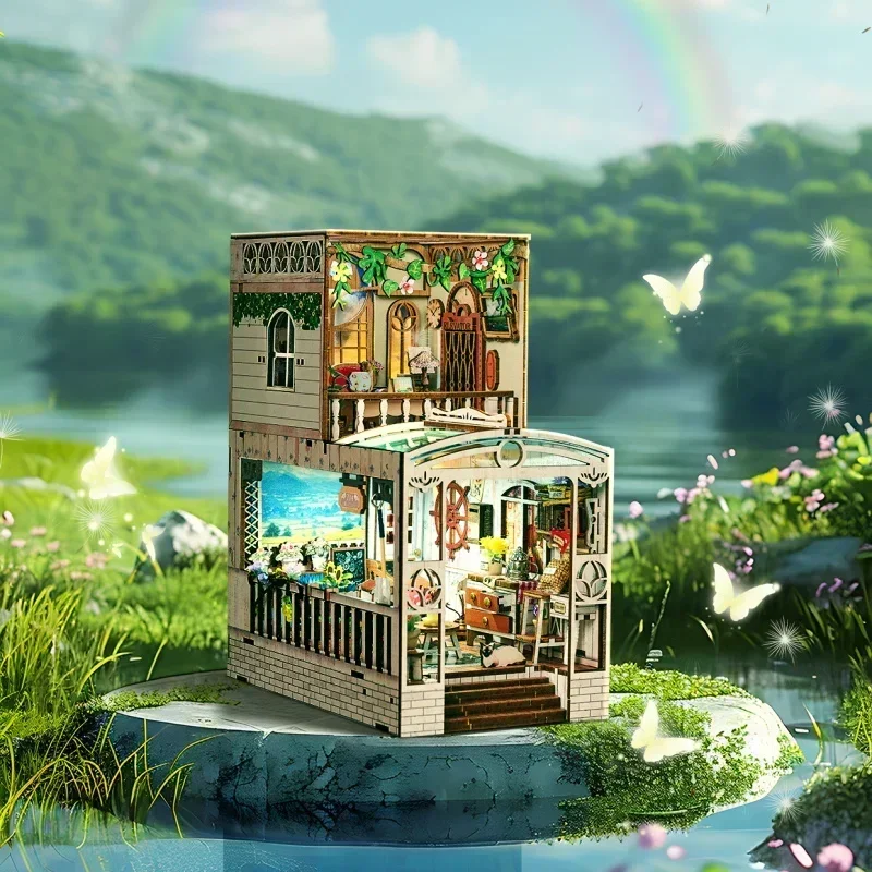 

DIY Wooden Happy Moments Book Nook Shelf Insert Miniature Model Kits Bookshelf