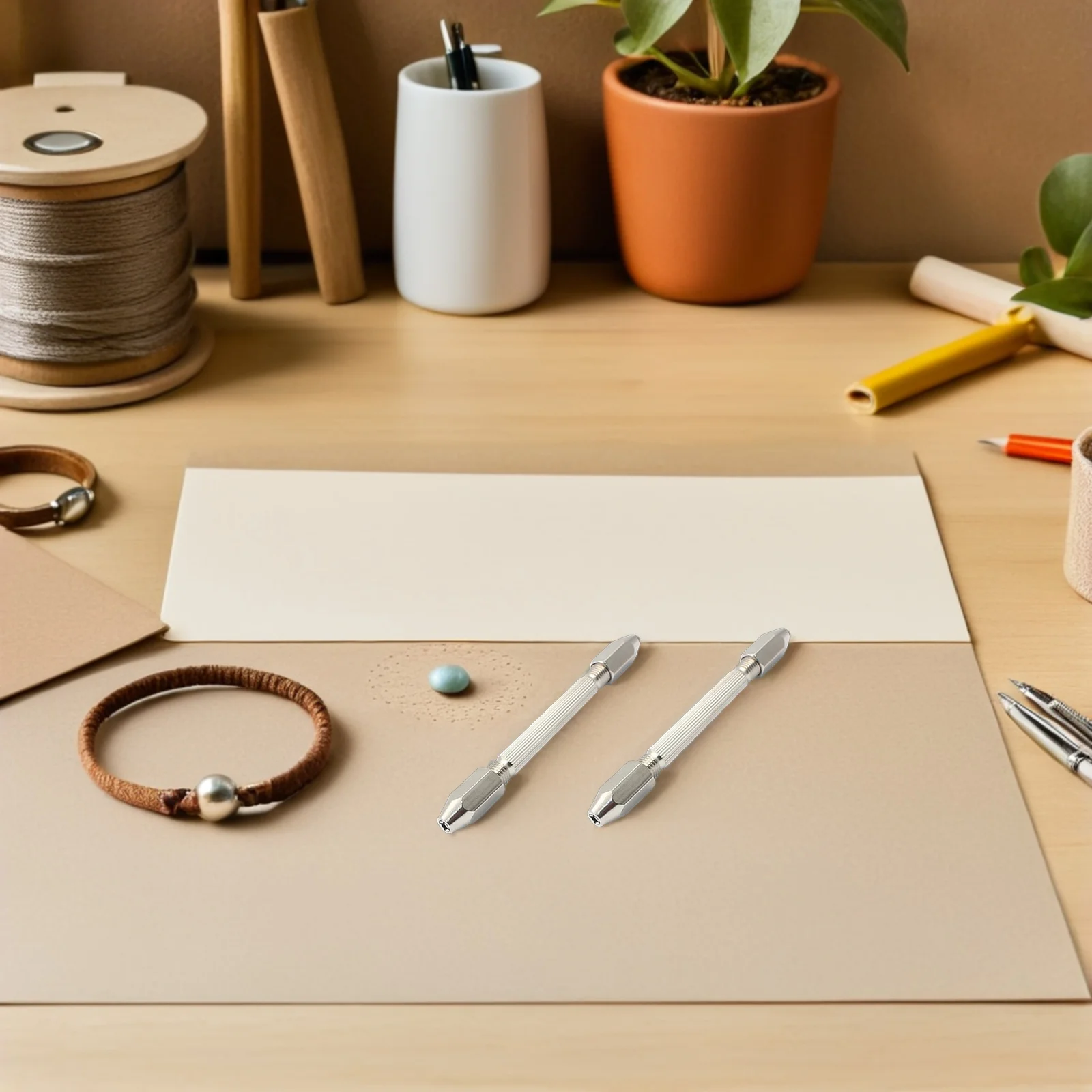 

2Pcs Professional Pin Vise Hand Drill Set Heavy Duty Brass Build Ergonomic Non-Slip Grip for Wood Plastic Amber Fine Drilling