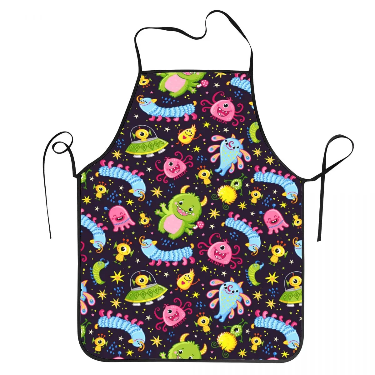 

Animal Fruit Flower Alien Dinosaur Print Aprons Chef Cuisine Tablier Bib Kitchen Cleaning Pinafore for Women Men Painting