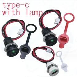 USB-C 2 Pin High Current Charging Socket LED lamp nut snap lock plate USB TYPE-C female type C Waterproof Female Connector JacK