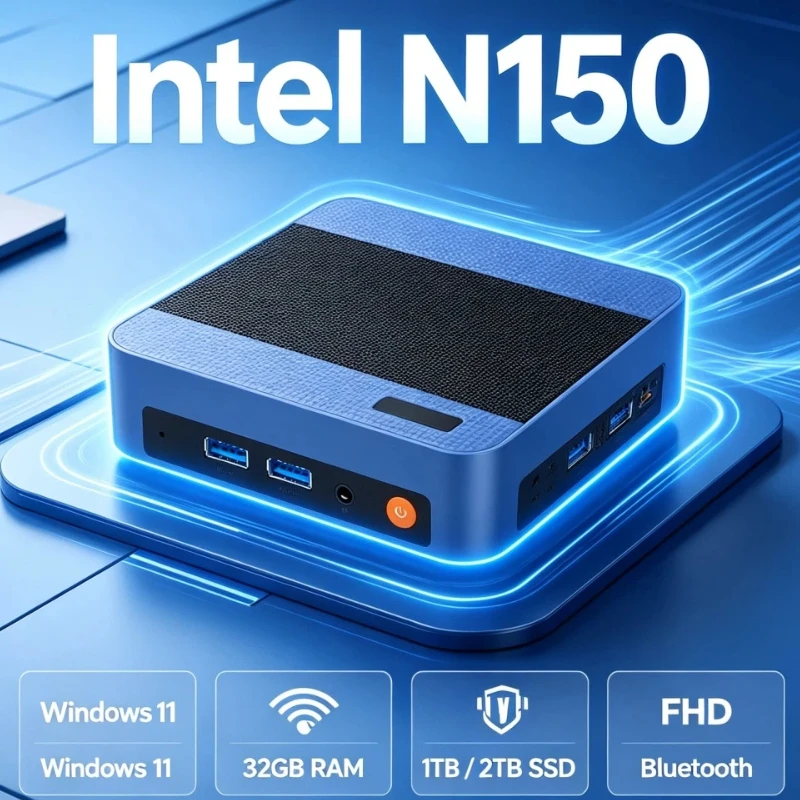 Mini PC Intel N150 High‑Performance Portable Windows 11 16GB RAM 1TB 2TB SSD WIFI6 BT5.2 4K 60Hz HD Gaming Office Study