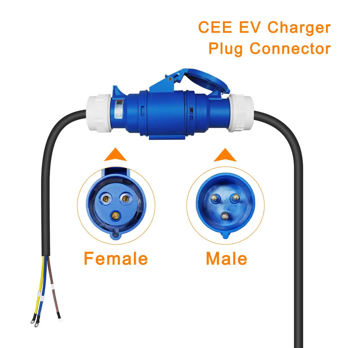 32A Blue CEE Socket to 16A EU Schuko Plug Adapter 7KW to 3.5KW Electric Vehicle Charging Adapter For EV Charger Portable