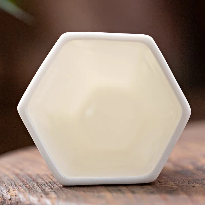 Suet Jade White Porcelain Hexagonal Cup Small Capacity 30ml Kung Fu Tea Cup Personal Cup Master Cup White Wine Cup