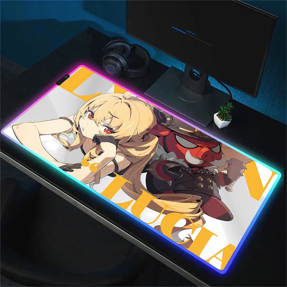 Zenless Zone Zero RGB Pc Gamer Keyboard Mouse Pad Ellen Joe Mousepad LED Glowing Mouse Mats Alexandrina Sebastiane Mausepad Xxl