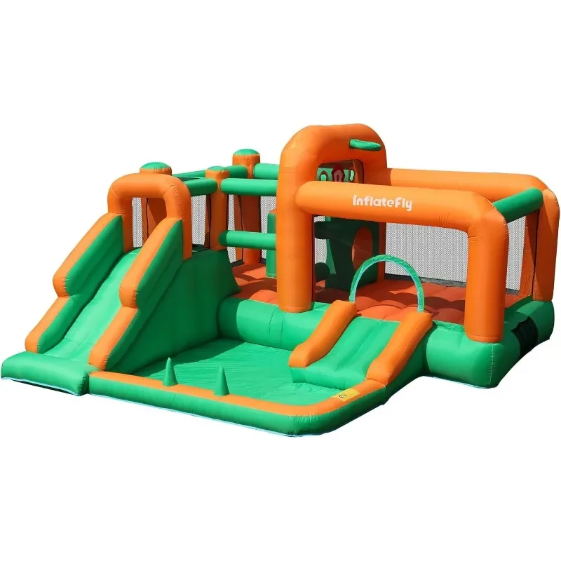 

Bounce House Kids Jumping Castle with Dual Slides Inflatable Bouncer Ball Pit,Air Blower,Basketball Rim for Wet and Dry