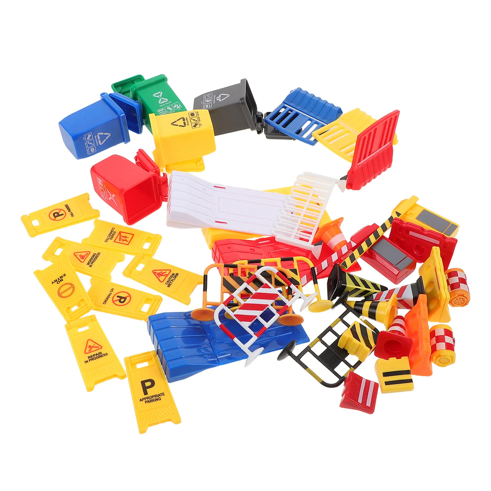 40pcs Early Educational Traffic Mini Street Signs Playset Plastic Road Kids Interactive Learning Durable Bright Color Design