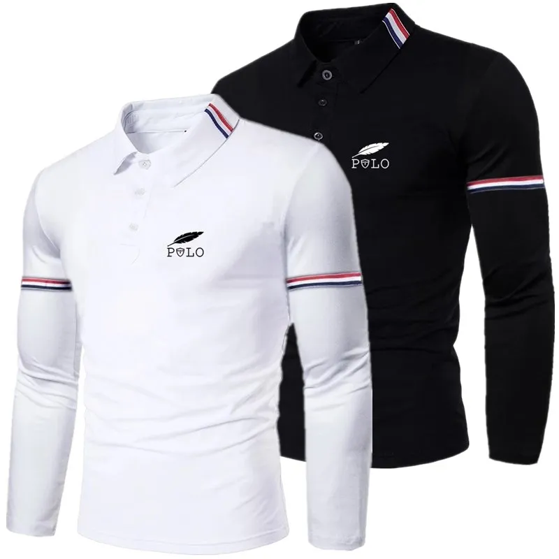 

Brand new Autumn men's fashionable casual long sleeved polo shirt