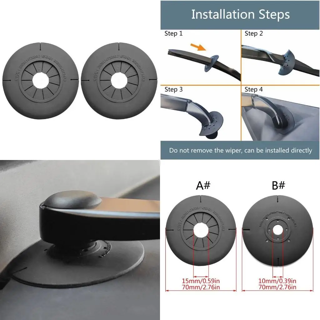 

31BC 15/10mm Hole Car Windshield Wiper Arm Bottom Hole Protective Cover Silicone Pads