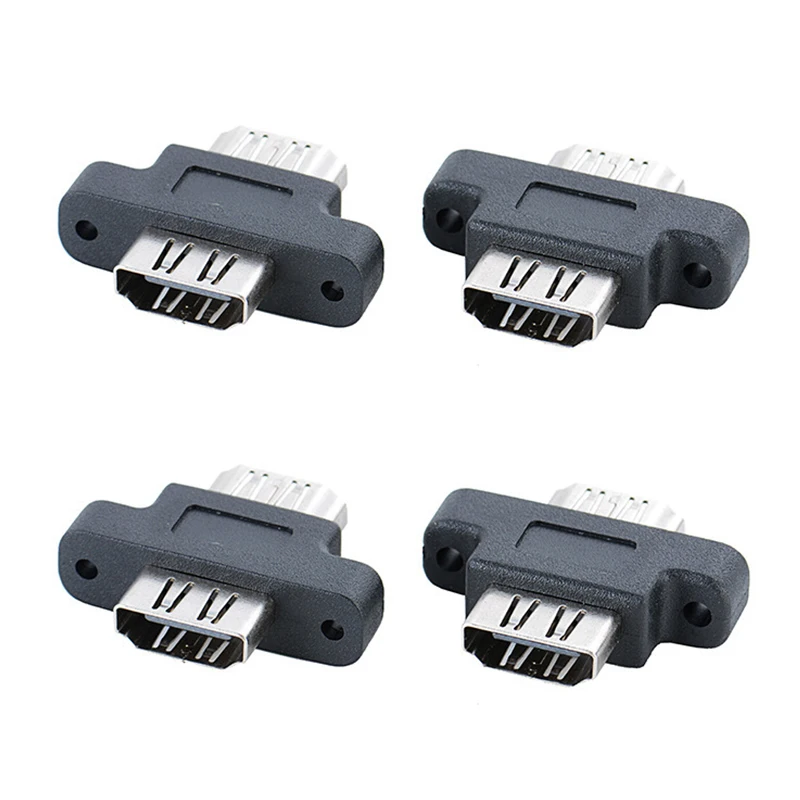 4PCS HDMI-compatible Female to Female Adapter Screw Lock Panel Cable Extender Connector