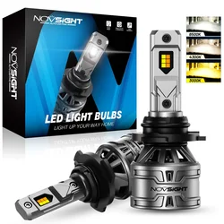 NOVSIGHT 9005 HB3 Led H7 6500K 4300K 3000K 3-kolorowy reflektor H4 H11 H8 H9 9006 HB4 9012 Żarówki reflektorów samochodowych 60W 13000LM Lampa samochodowa