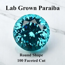 Lab Grown Paraiba Round Shape 100 Faceted Cut Lab Created Sapphire Gemstone Jewelry Making Materials Selectable Certificate