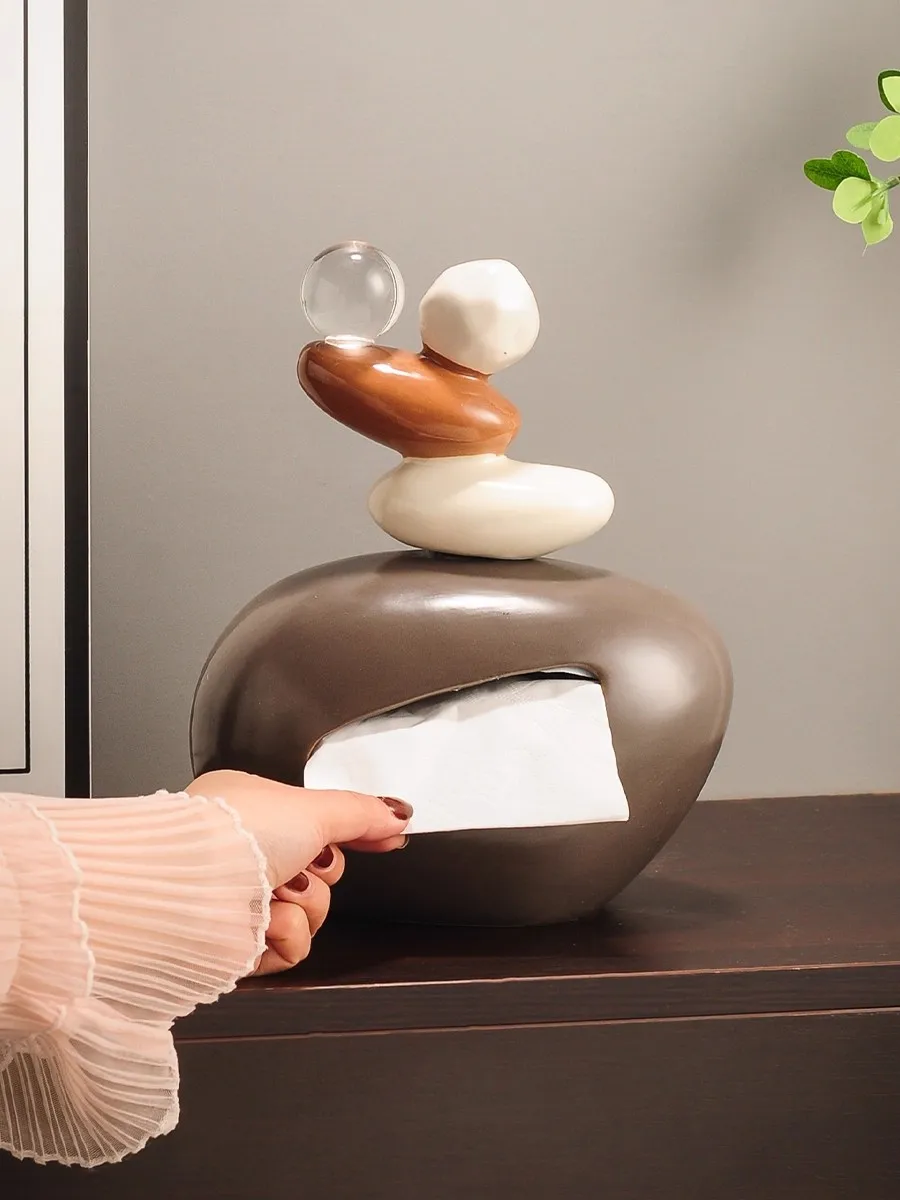 

Timeless operation tissue box, high-end ceramic living room paper drawer box, ceramic home foyer decoration, creative napkin pap