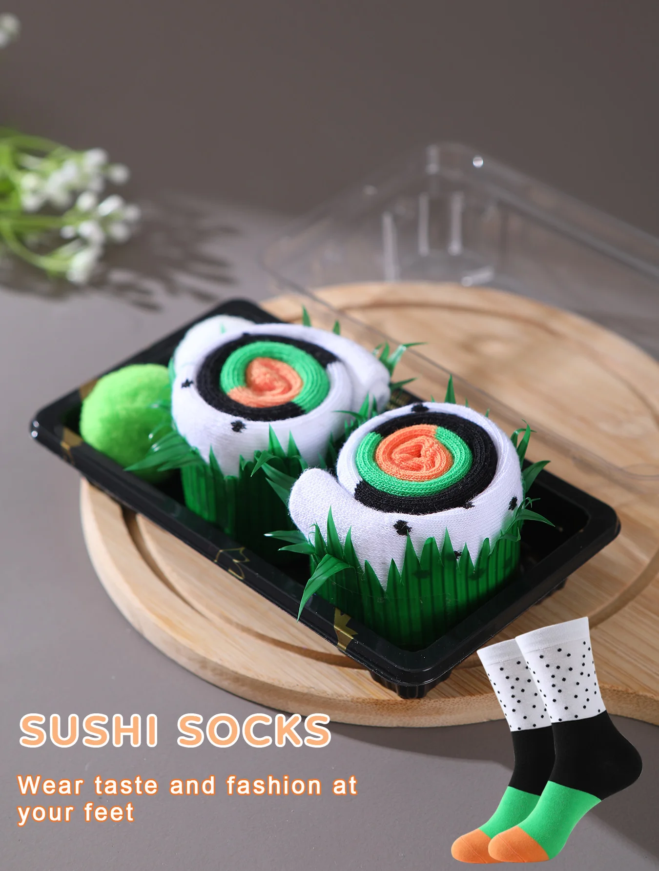 1 Pair of Mid-Calf Men's Socks, Suitable for Both Men and Women, Novelty and Fun Sushi Gift Box Socks, European and American Fashion Trend Style, Comfortable and Breathable, Party Casual Novelty Gifts, Valentine's Day, Christmas, Santa Claus, Autumn and Winter Styles, All-Season Styles, Cute and Fun Socks