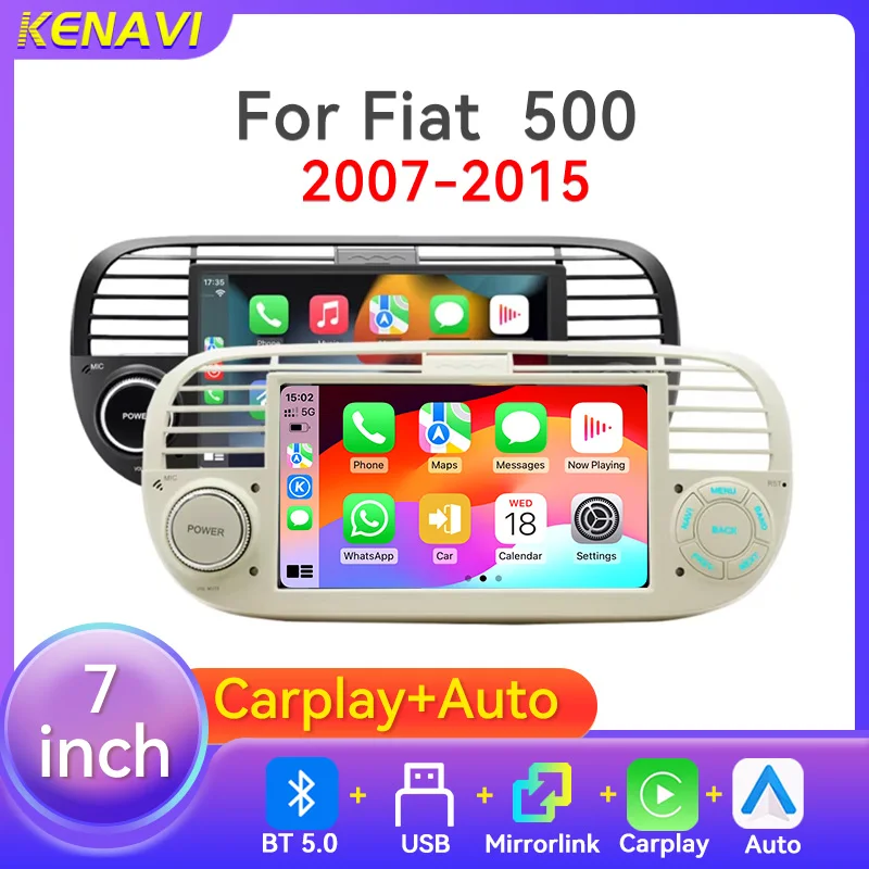Car Stereo Radio MP5 Multimedia Player Wireless Carplay Android Auto BT FM BWC Mirrorlink For Fiat 500 2007-2015 Car Head Unit