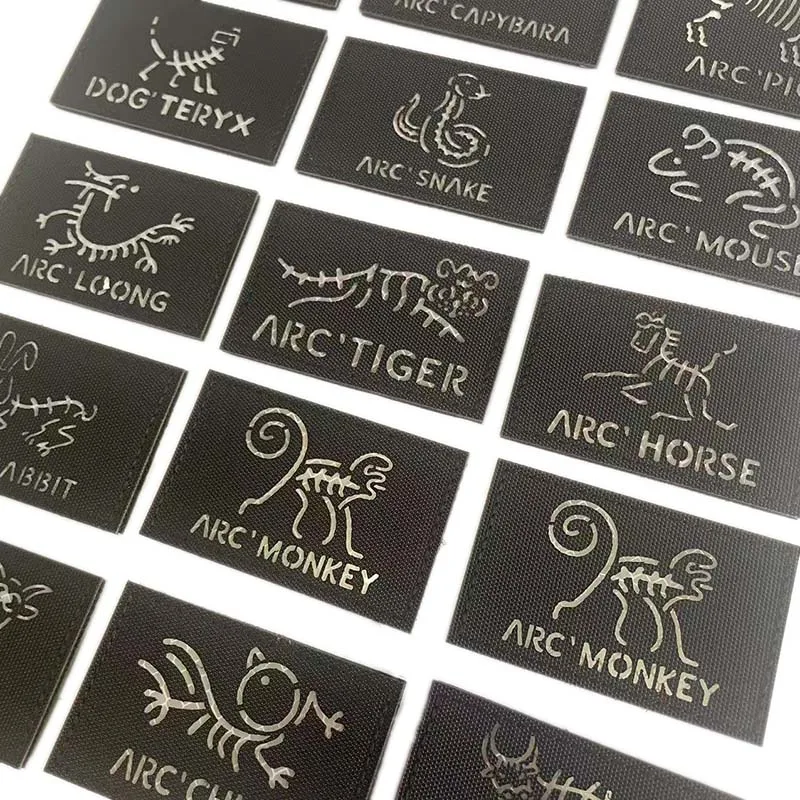 8*5CM Laser Cutting Infrared Reflective Patches With Hook and Loop,12 Zodiac Animal Skeleton Morale Badge For Clothing,Backpack