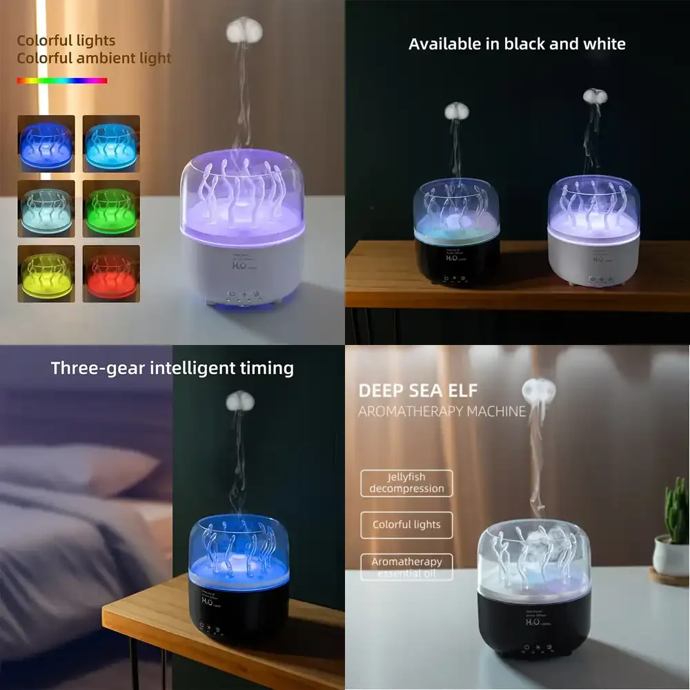 

WAP01 280ML Rotating Seaweed Aroma Essential Oil Diffuser with Remote Timer Colors Aroma Diffuser Waterfall lamp Cloud