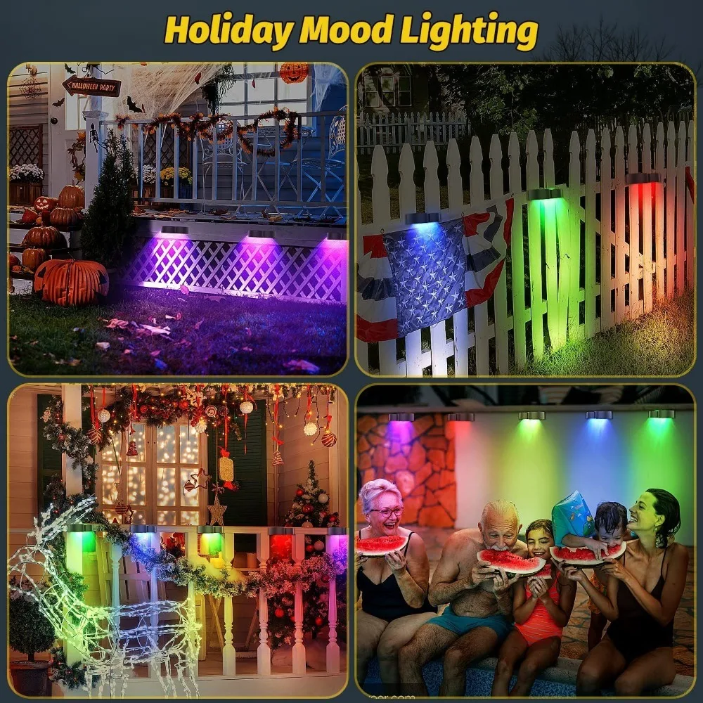 Solar wall light outdoor fence step decoration lighting fixed color atmosphere colorful lighting LED garden decoration outdoor