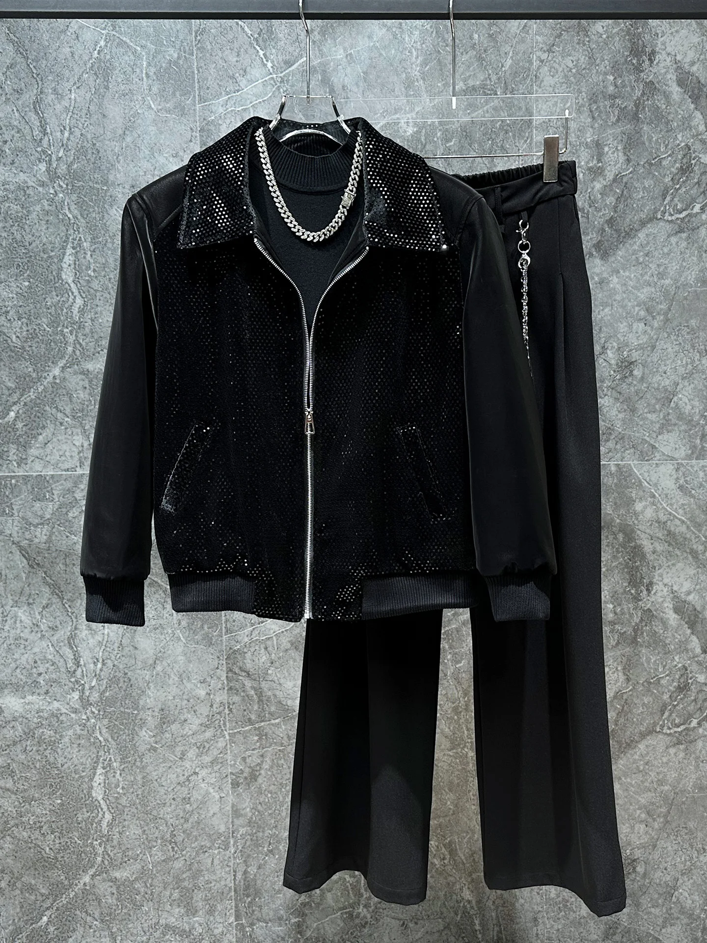 

Men's Casual ort Cotton Jaet Loose Fit Polyester Sequin Patchwork Korean Sle Youth Faion Winter Outerwear Coat