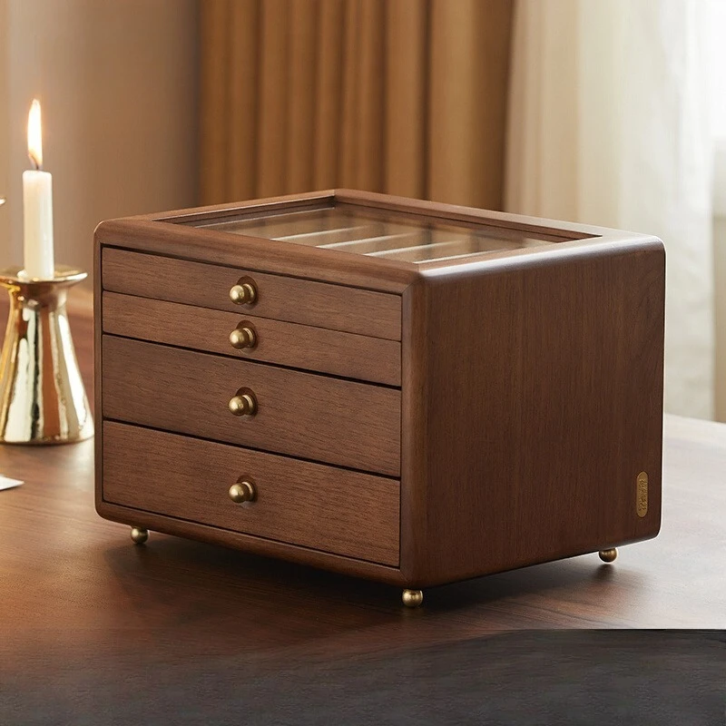 

Solid wood jewelry box storage box large capacity multi-layer earrings necklace jewelry anti-oxidation box