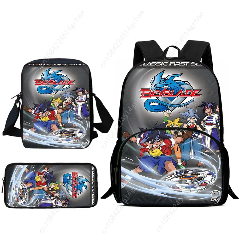 Ransel Anak Tas Bahu Anime Beyblades Tempat Pensil Tas Sekolah Kapasitas Besar untuk Anak Laki-laki Perempuan Hadiah Terbaik