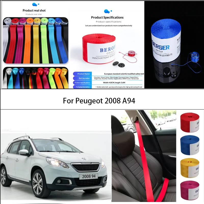 

For Peugeot 2008 A94 Car Seat Belt Seatbelt Webbing Lap Retractable Safety Strap 48MM