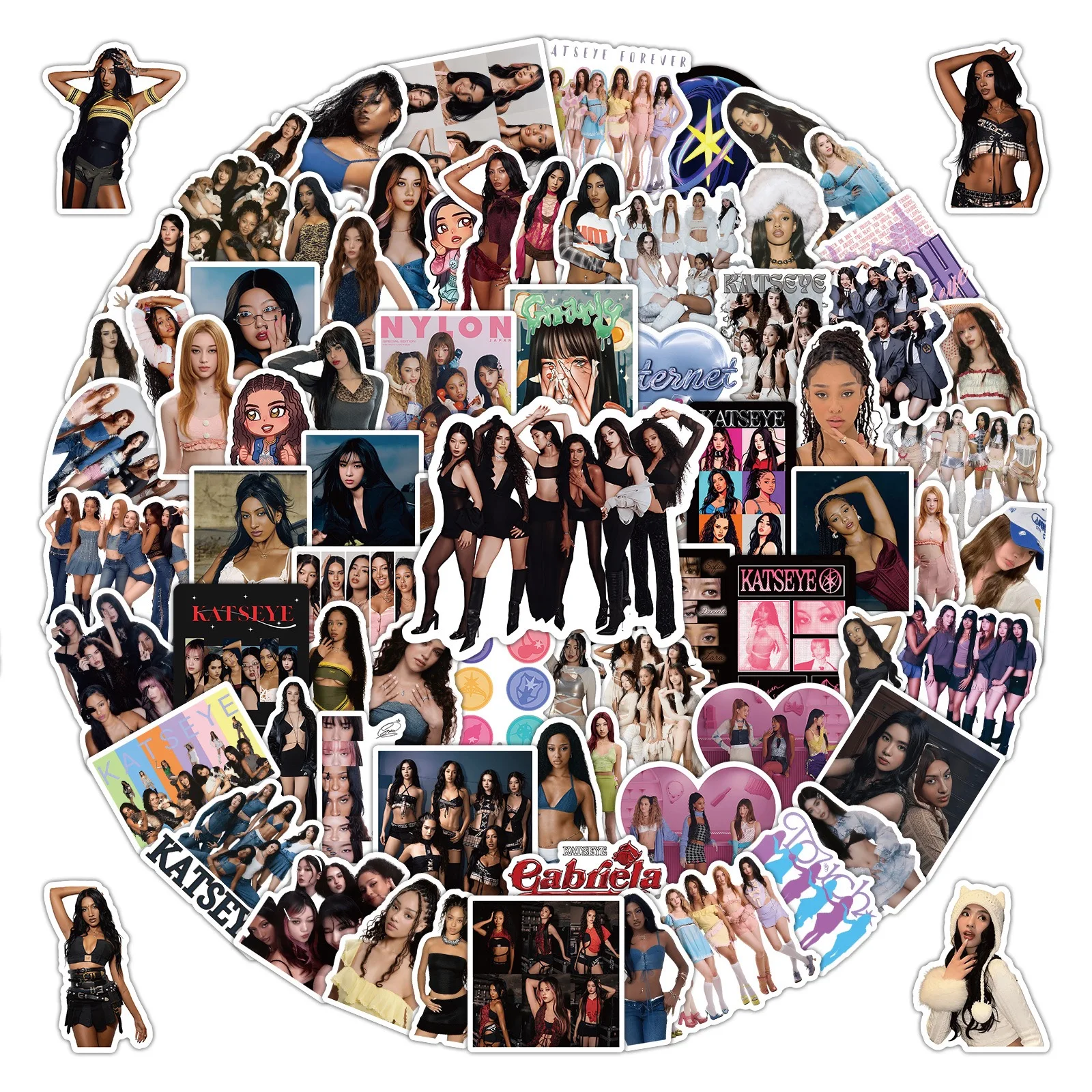 50/100 Stück Neue Katseye Kpop Girl Group Graffiti-Aufkleber Dekoration Gepäck Handy Gitarre Wasserfeste Aufkleber – Detail 2