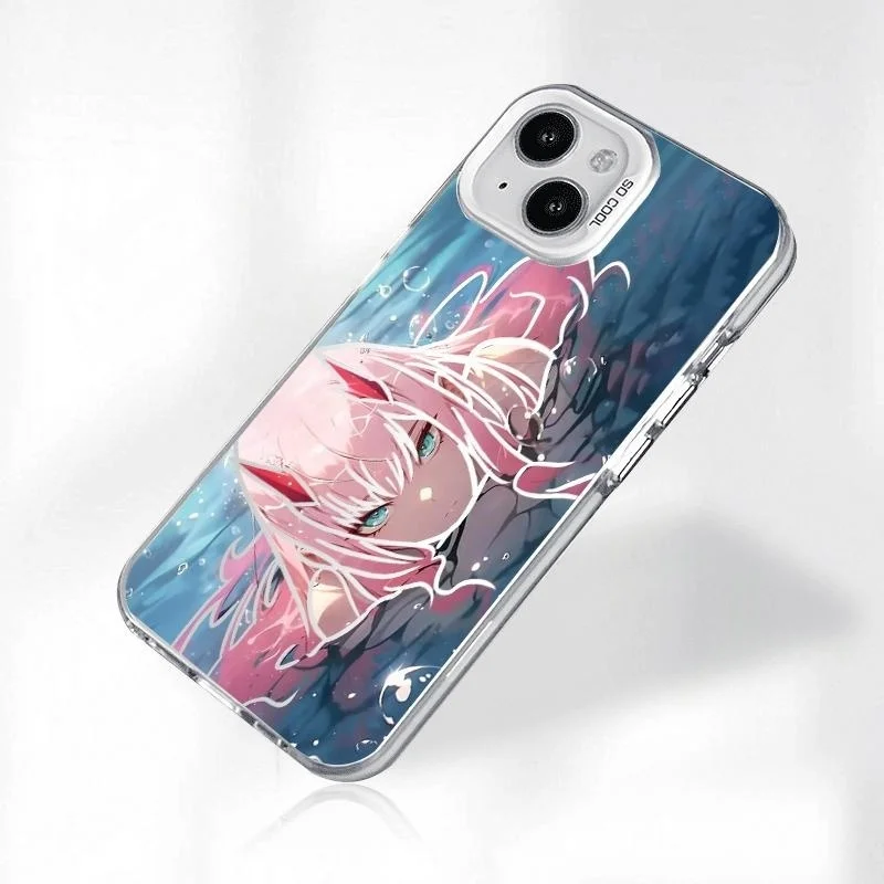 Bonito menina zero dois nadar caso de telefone para iphone 11 12 13 14 15 16 17 pro max plus xr ar mini querido franxxs capa à prova de choque