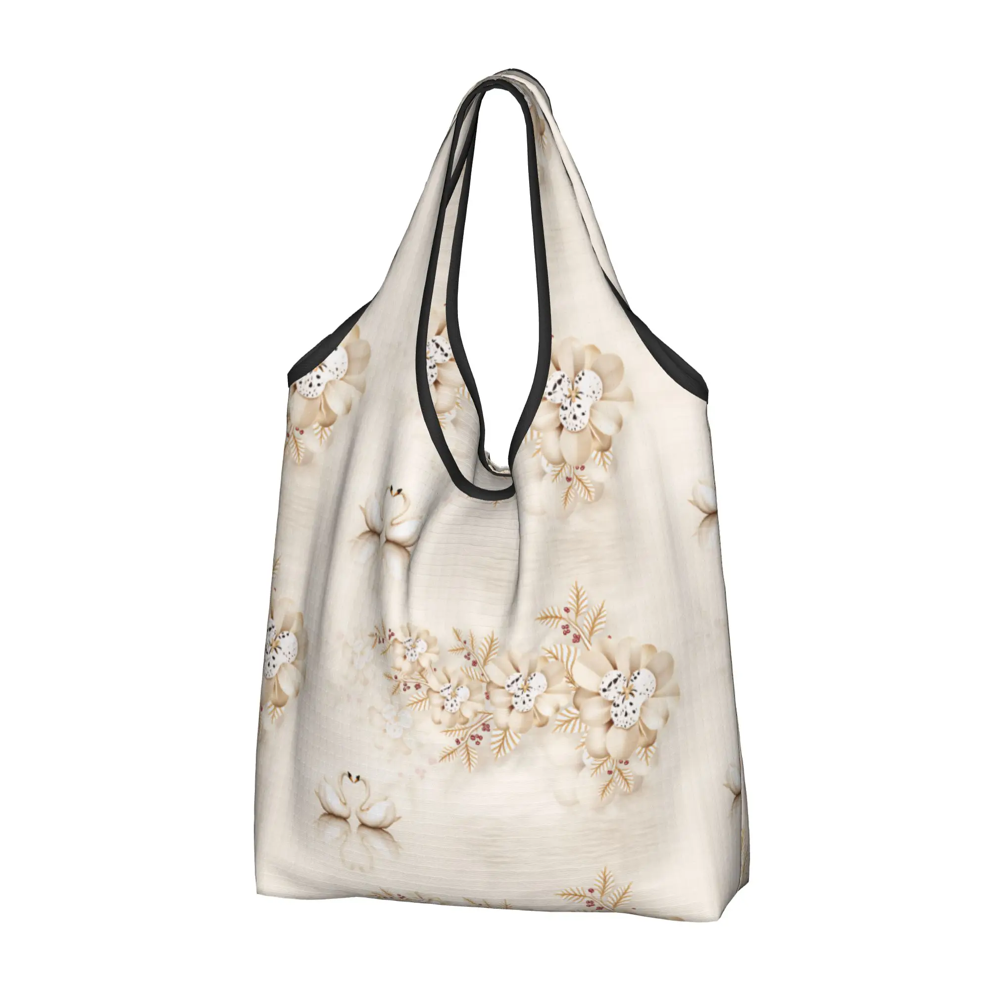 Recycling Fashion Trend 3D Flowers Shopping Bag Women Tote Bag Portable Luxury High 3D Floral Grocery Shopper Bags