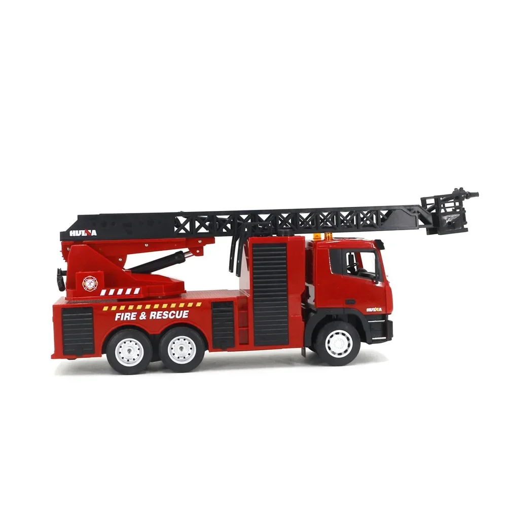 Huina-RC Caminhão De Engenharia Para Crianças, 9 Canais, Semi-Liga, Controle Remoto, Fogo Vermelho, Caminhão De Resgate De Escalada, Presente Do Brinquedo, 1:18