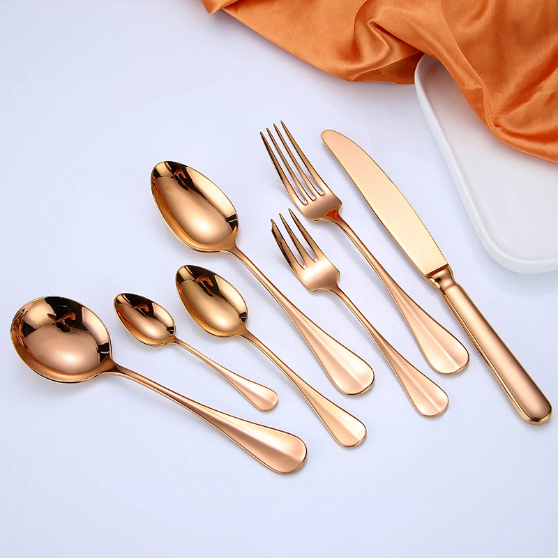 Nordic Style  Luxury Cutlery Set Gold Simple Stainles Steel Fashion Dinnerware Set Vajilla Completa Wedding Decoration Tableware