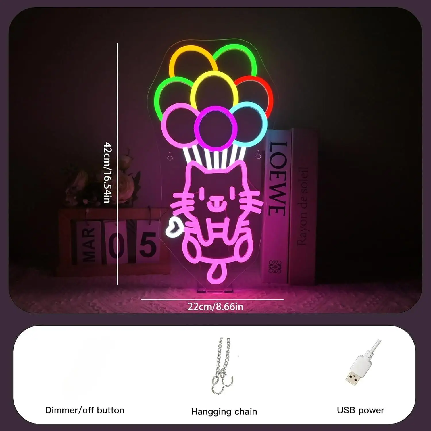 مصباح نيون LED على شكل كرة USB قابل للتعديل - usage example