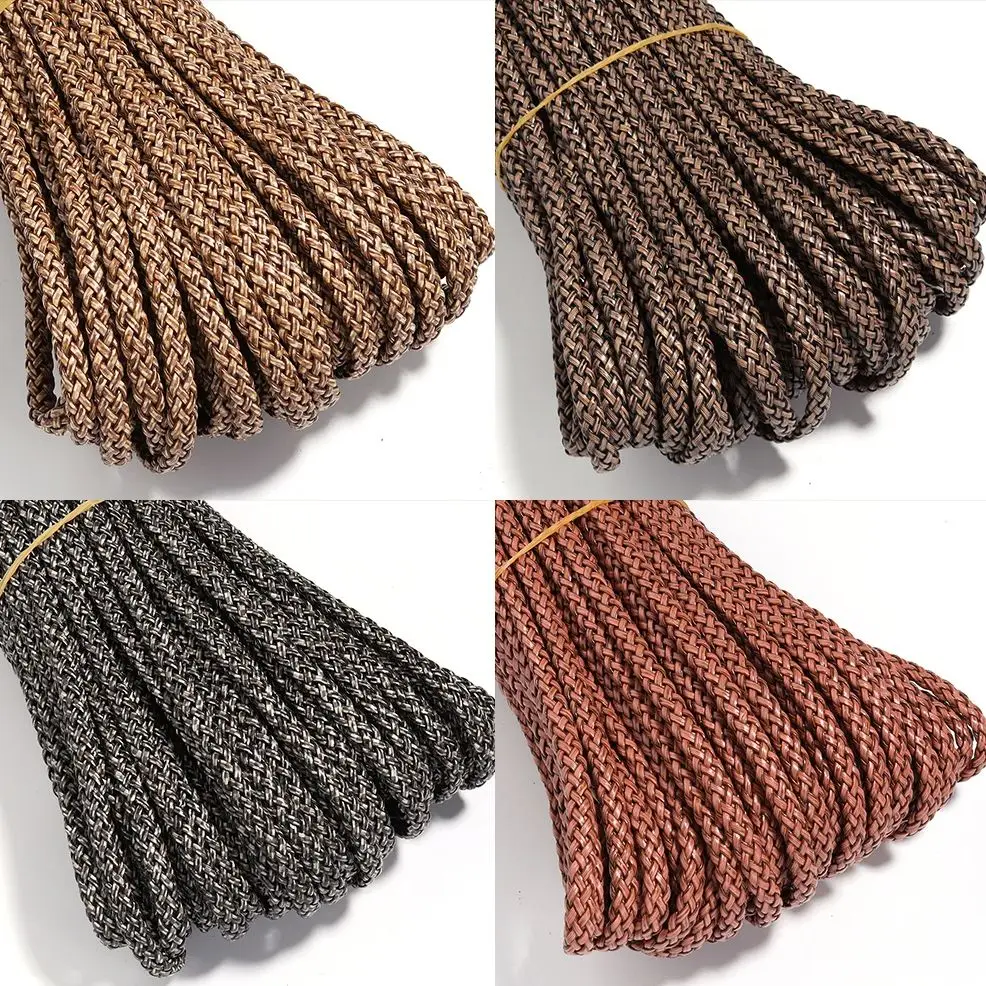 2Yards 9mm Retro Leather Cord 8-Strand Flat PU Braided Rope For DIY Gifts Bracelet Clothing Jewelry Making Accessories Wholesale