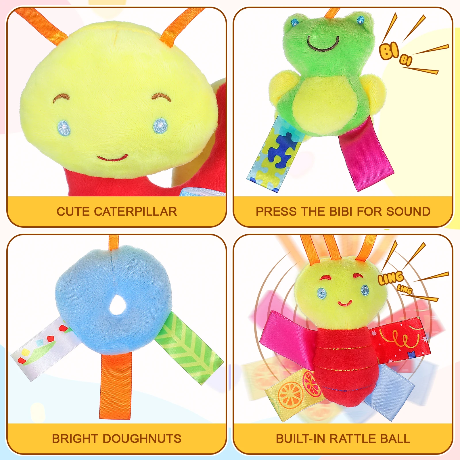 Girls Toys Baby Seat Mobile Hanging Danglers Activity Spiral Stroller Cradle Rattle Pram Bed Bell Set