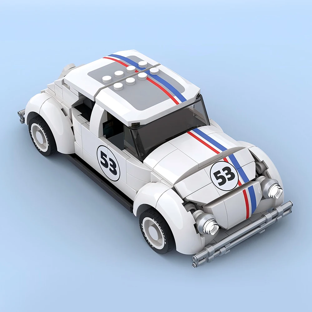 

322PCS MOC Speed Champions Herbie Edition Beetle SportsCar Model Building Blocks Technology Bricks DIY Assembly Kids Toys Gifts