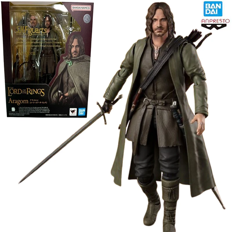 Bandai-caja Original SHF, el señor de los anillos, figura de Aragorn, kit de modelo terminado, juguete de acción completa de Anime, regalo para niños en choque