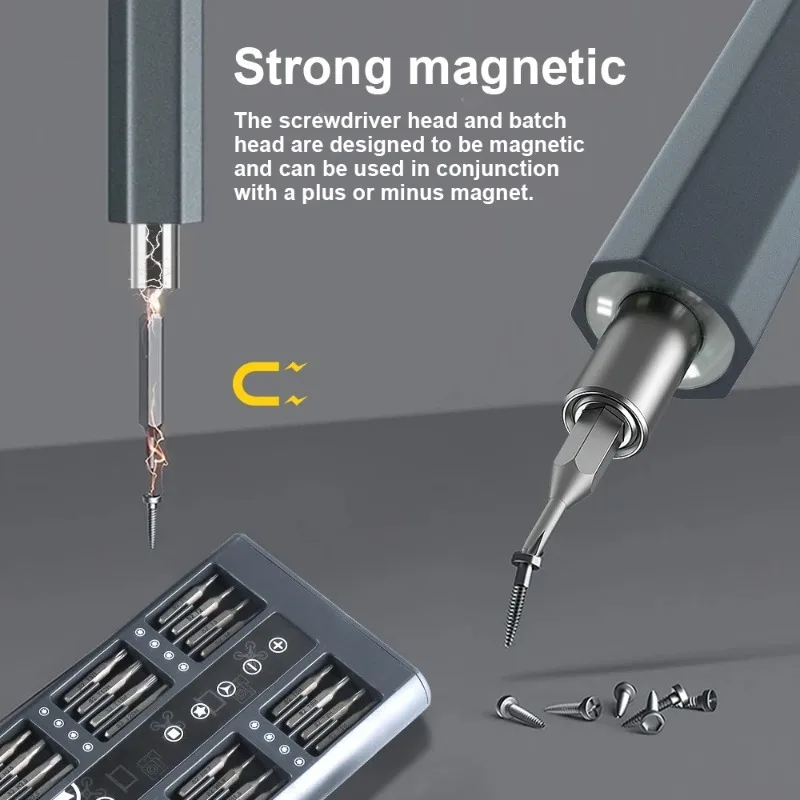 Mini cacciavite elettrico, set di cacciaviti elettrici di precisione a batteria ricaricabili 12 in 1, luci a LED, tappetino magnetico