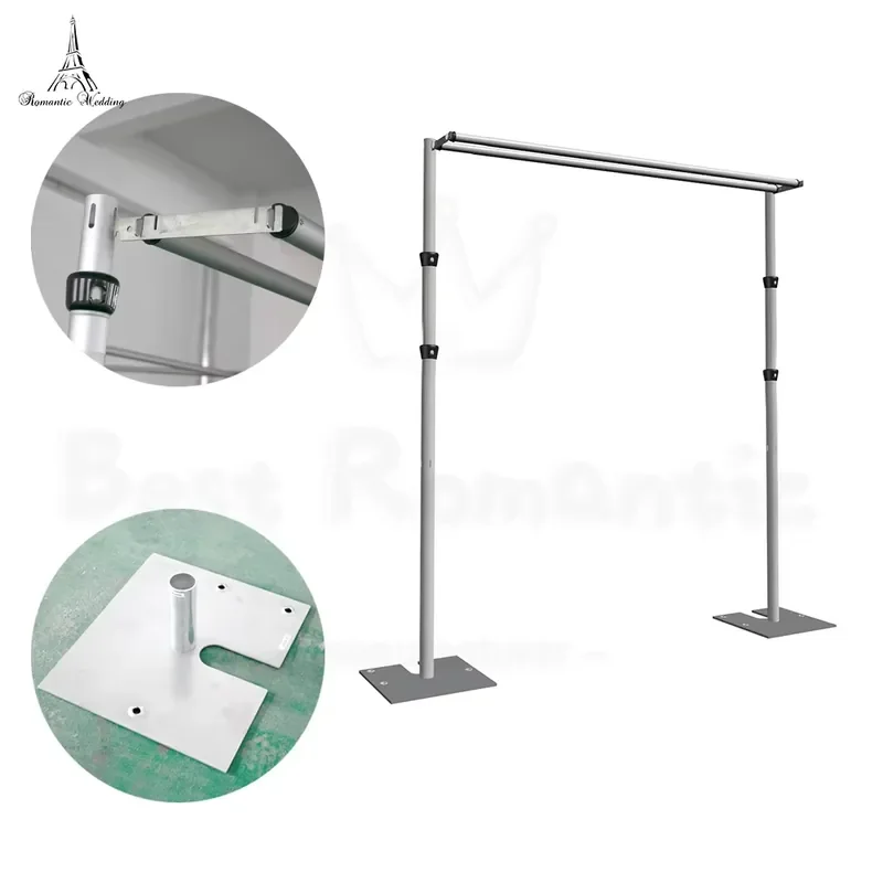 Double Crossbar 7ft-12ft*6ft-14ft Curtain Stand Drape and Pipe Adjustable Aluminum Backdrop for Wedding Backdrop Events