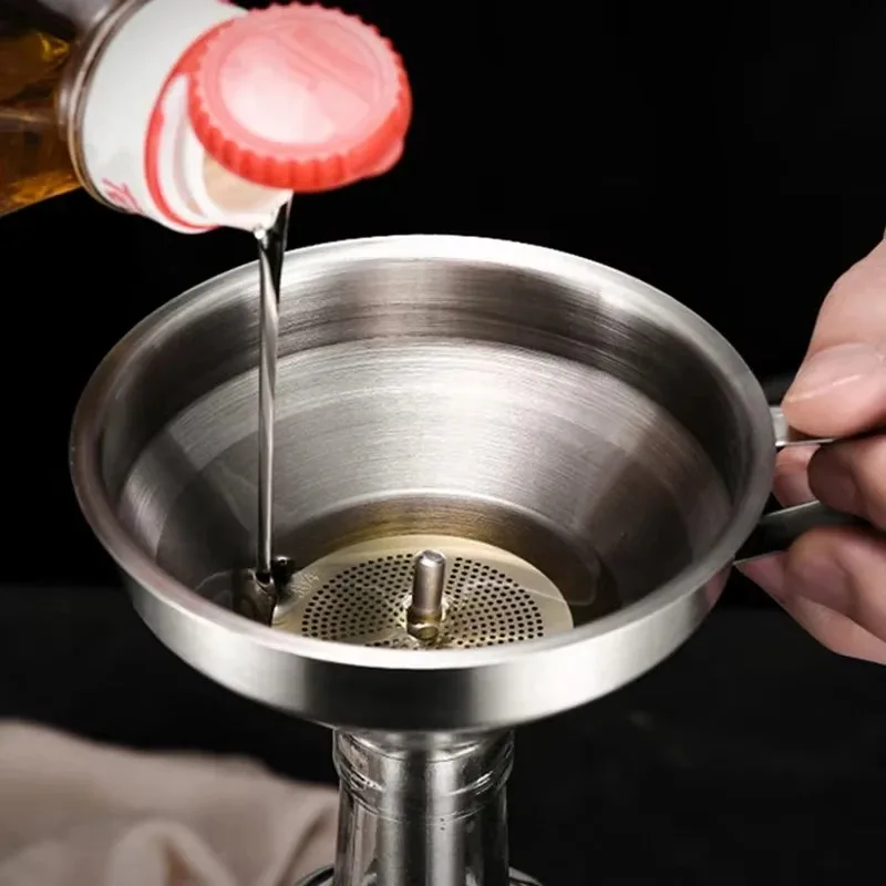 

304 Stainless Steel Kitchen Funnel with Strainer Small Metal Food Oil Filter Liquid Funnel for Bottle - Kitchen Gadgets