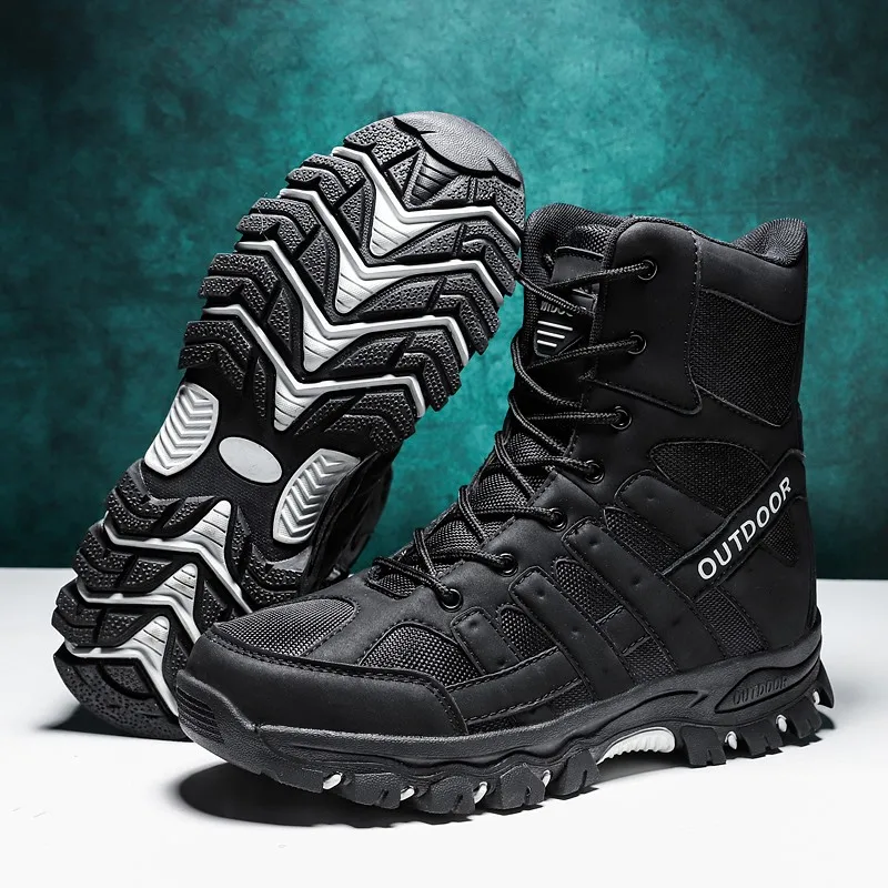 High Quality Men's Desert Boots High Top Combat Training Shoes Cushioning Non-slip Outdoor Large Size Mountaineering Sneakers