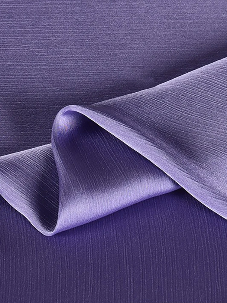 Purple Series Glossy Satin Crepe Fabric Textured Striped Chiffon for Sewing Dresses Clothes by Half Meter