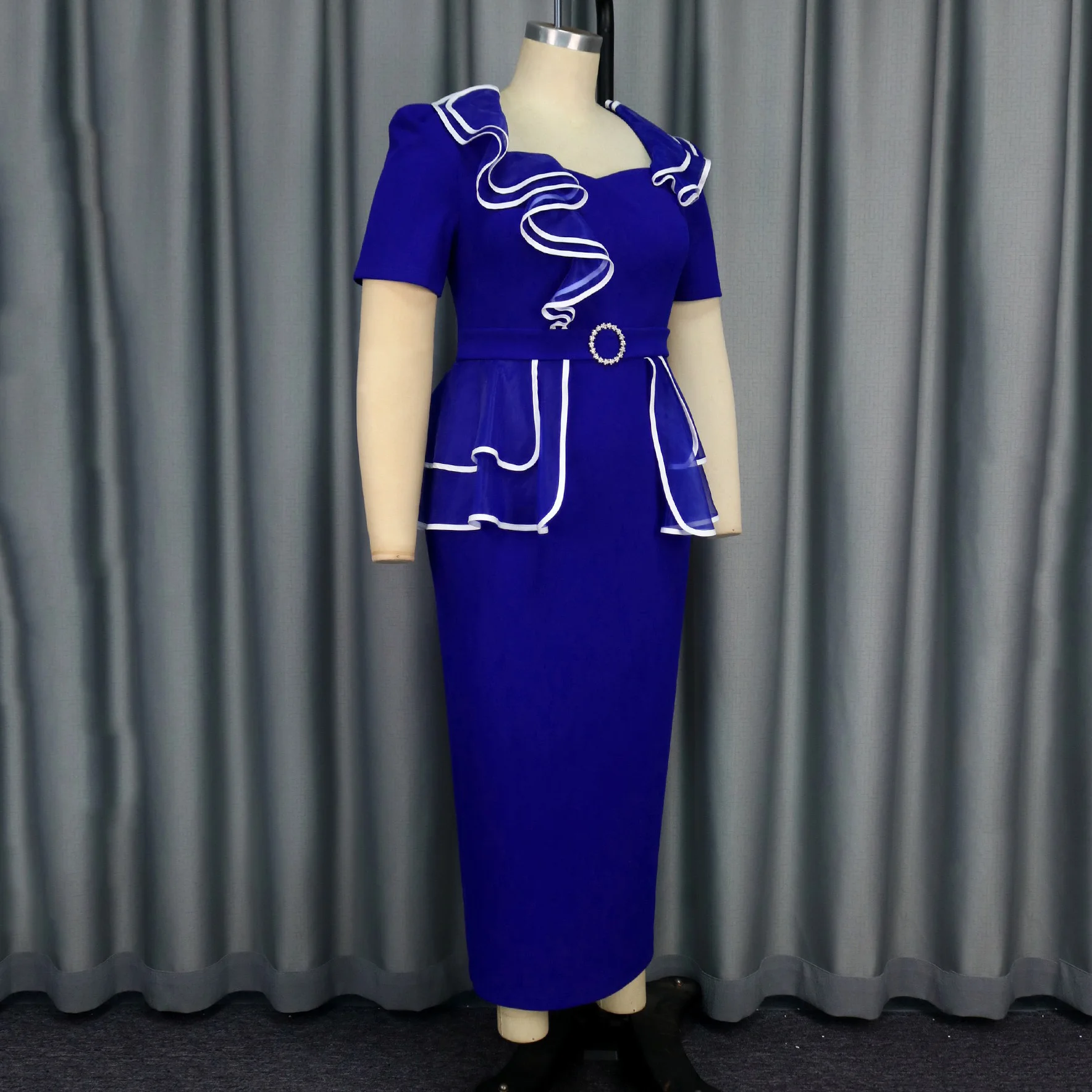 Vestidos elegantes para mujer, novedad de 2025, cuello cuadrado, cinturón con volantes, funda de cintura, Vestidos africanos de lujo de alta calidad para boda y cumpleaños