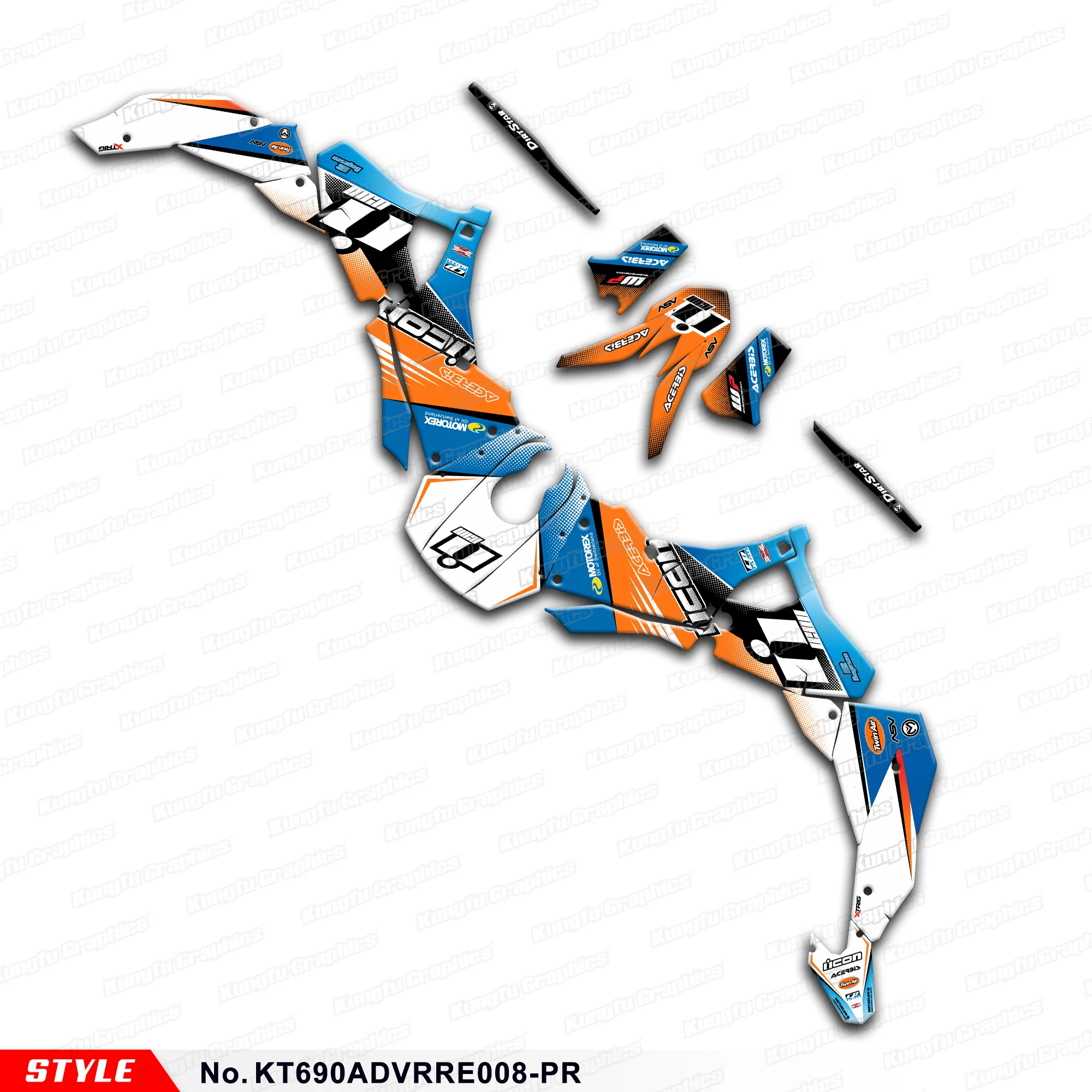 

Aftermarket Vinyl Stickers Custom Graphics for KTM RALLY RAID EVO2 690 ADV, KT690ADVRRE008-PR