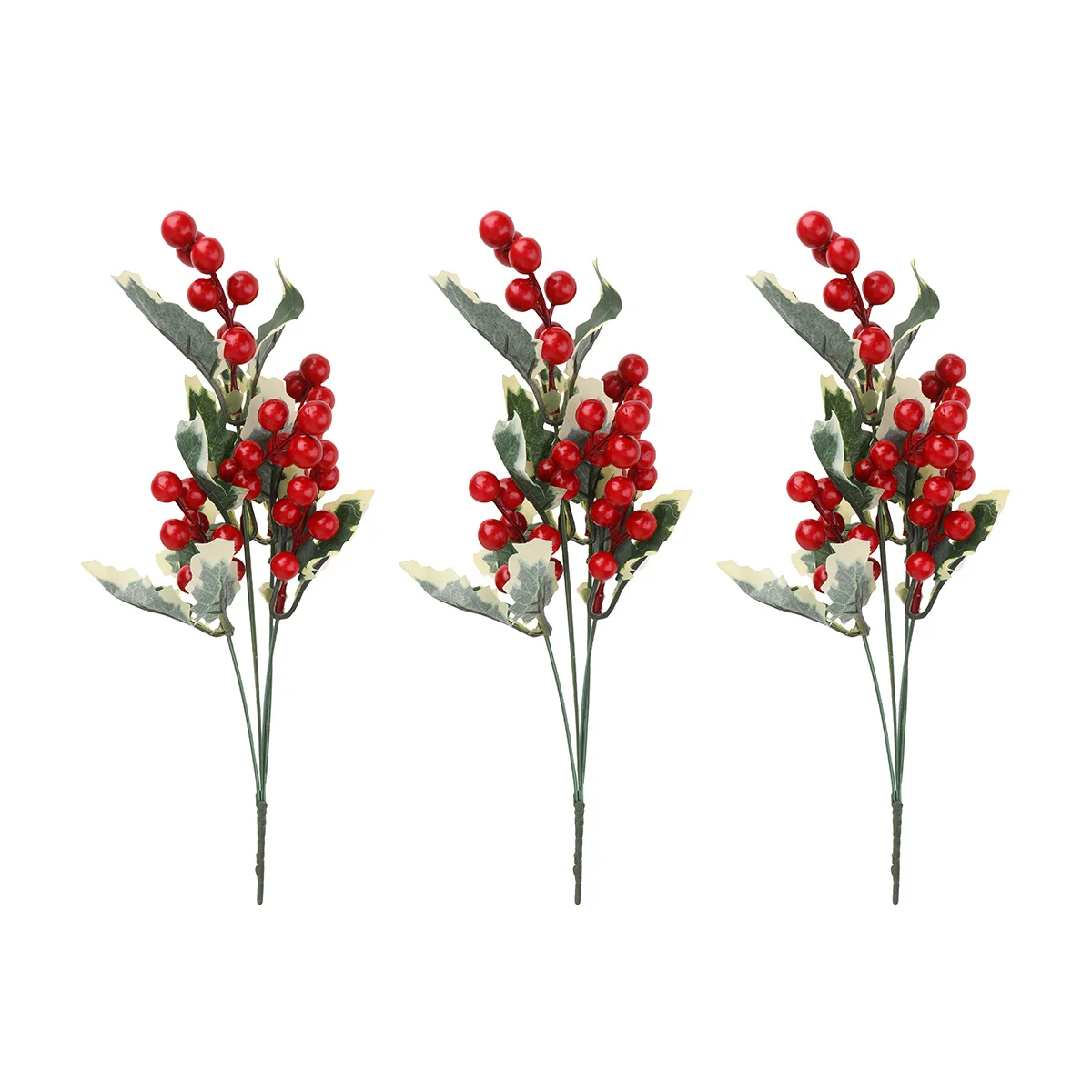 

3pcs Christmas Artificial Pine Needle Red Berry Decor Xmas Fake Flower Party Home Shop Festival Decoration Simulation Plant