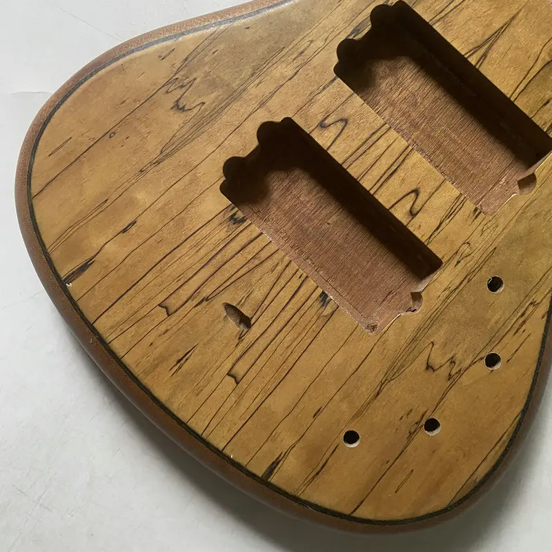 LB480 Natural Solid Spalted Maple Body+Solid Mahogany for 5 String Active Bass Guitar Replace and DIY - view 3